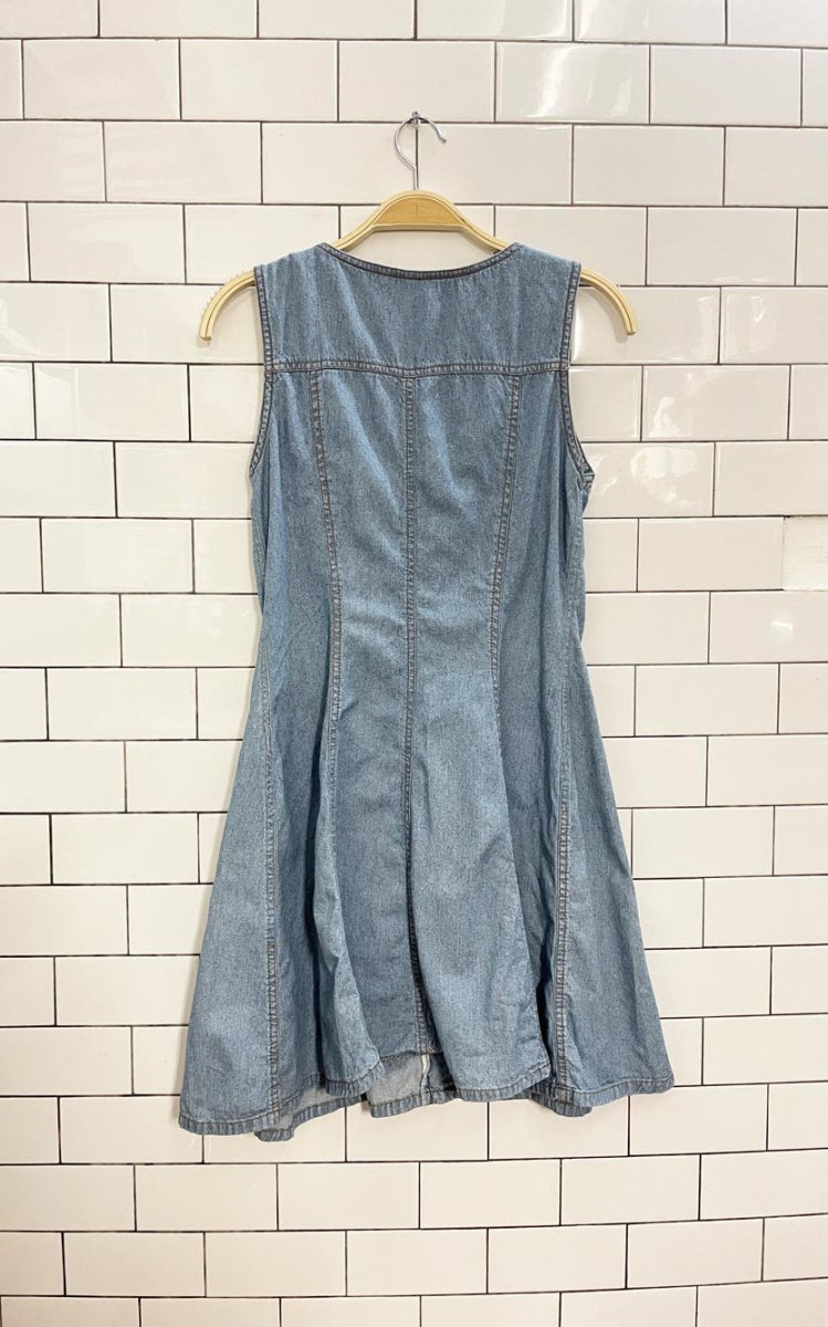 vintage 90s scarlett denim jumper mini dress - good market thrift store
