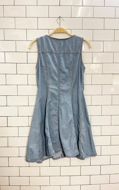 vintage 90s scarlett denim jumper mini dress - good market thrift store
