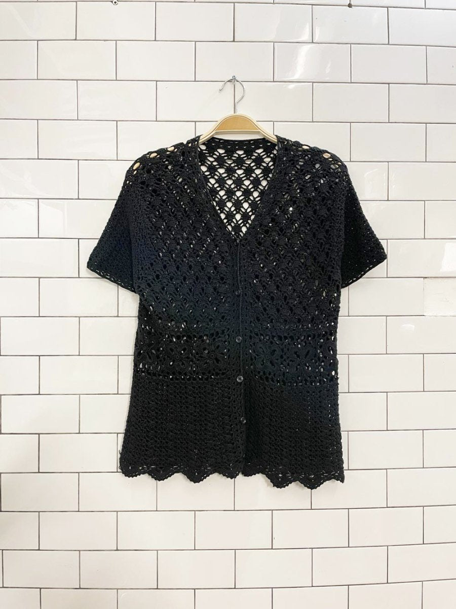 vintage crochet knit cardigan top - good market thrift store
