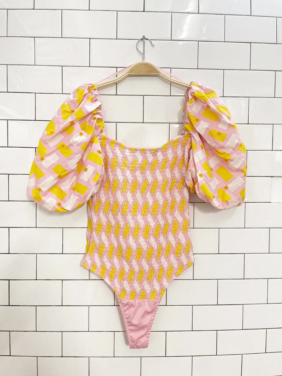 zara puff sleeve bustier poplin bodysuit - good market thrift store