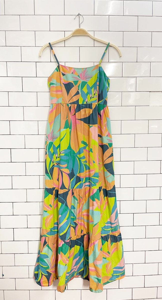 japna tropical bright tiered maxi dress - good market thrift store