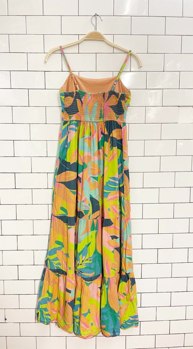 japna tropical bright tiered maxi dress - good market thrift store