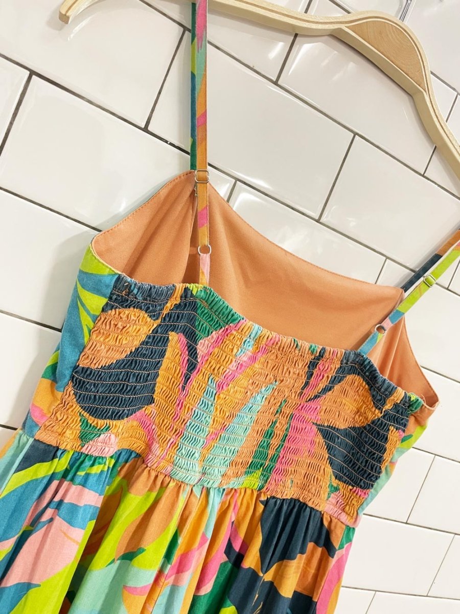 japna tropical bright tiered maxi dress - good market thrift store