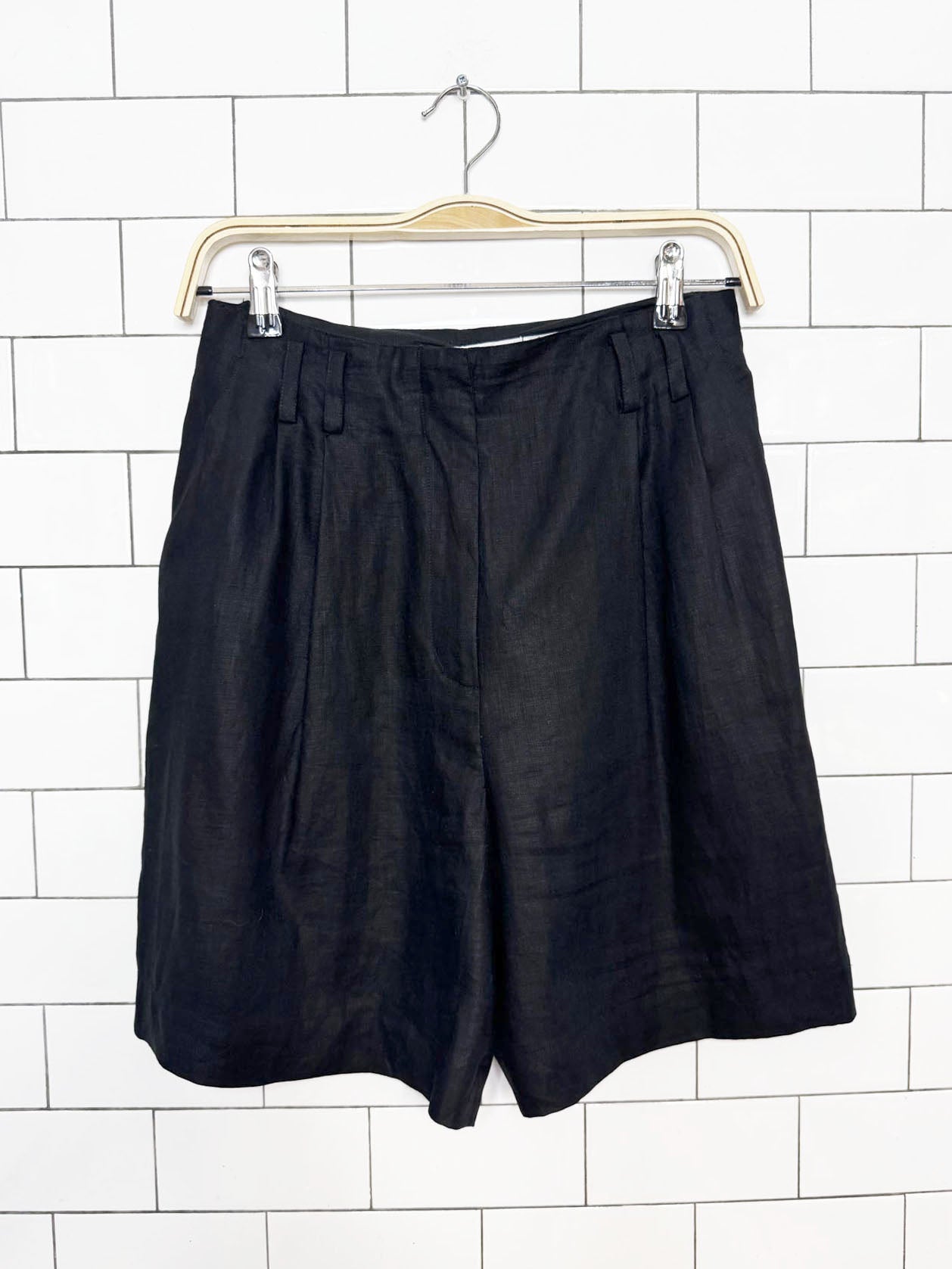 vintage paul alexander 100% linen pleated trouser shorts
