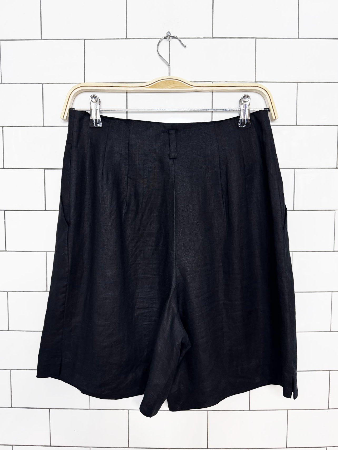 vintage paul alexander 100% linen pleated trouser shorts