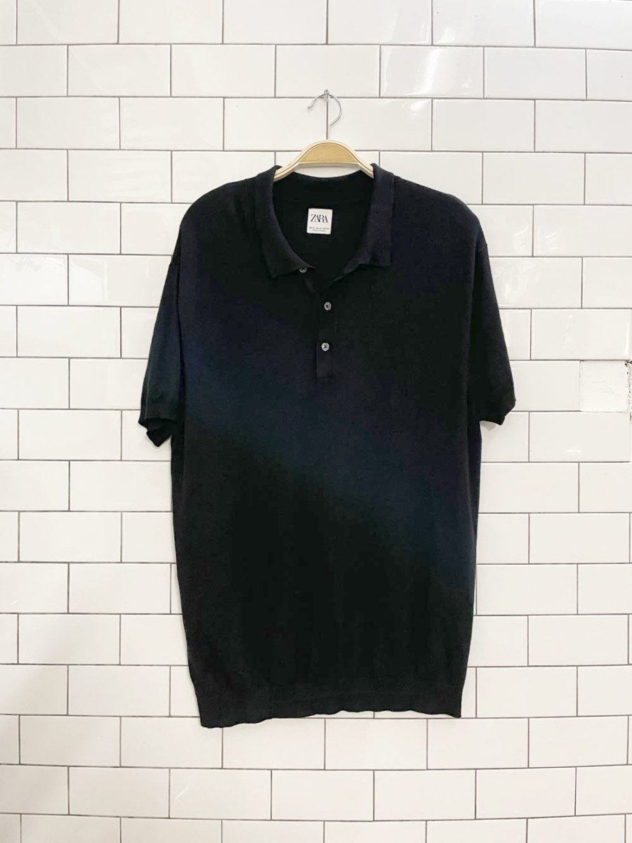 zara light knit polo shirt - good market thrift store