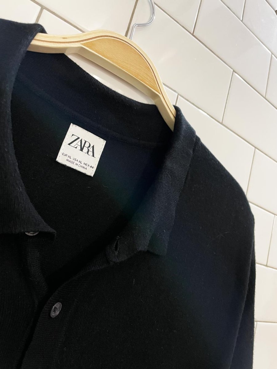 zara light knit polo shirt - good market thrift store