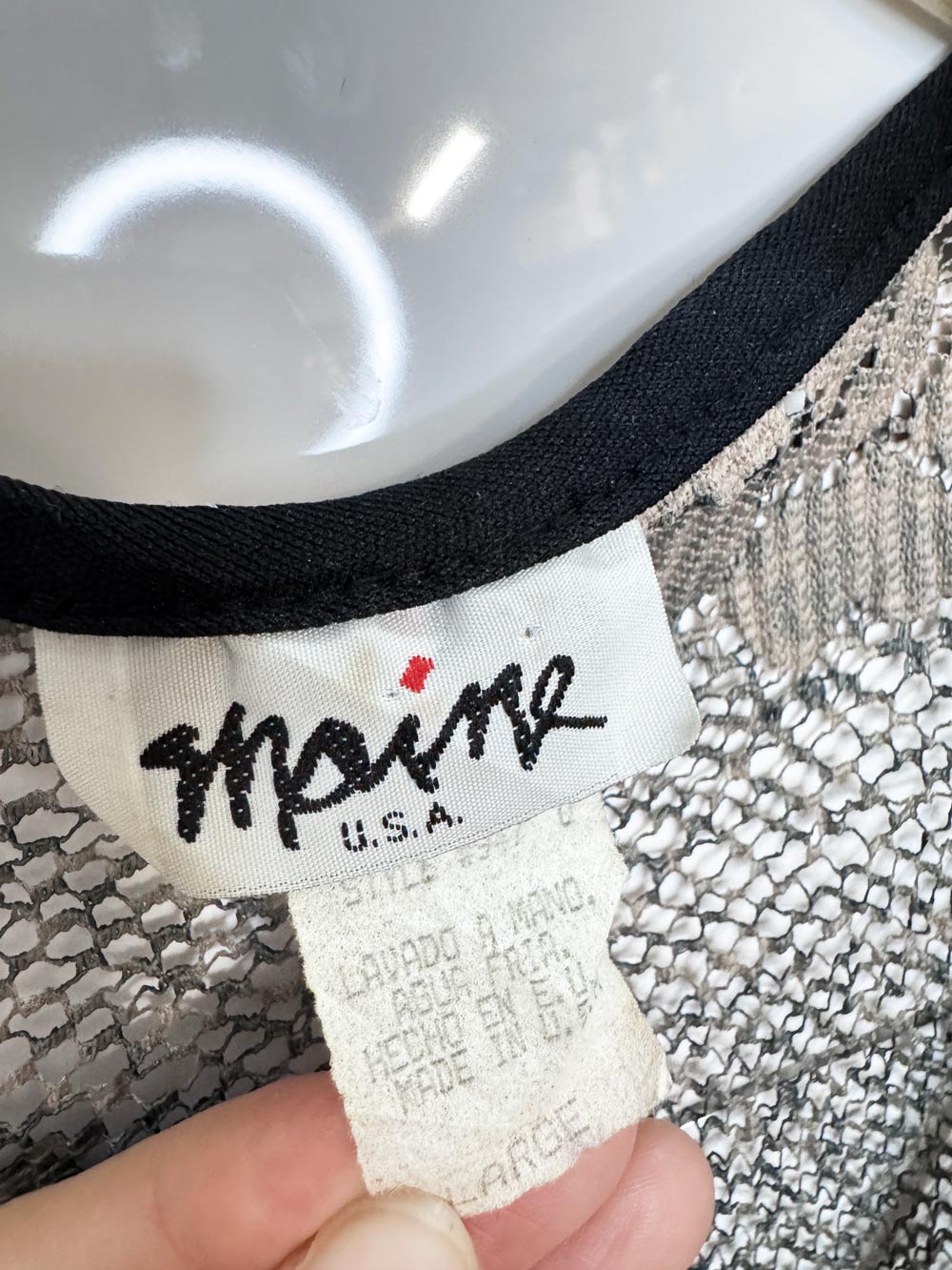 y2k maine mesh animal print tie front cardigan top | made in USA