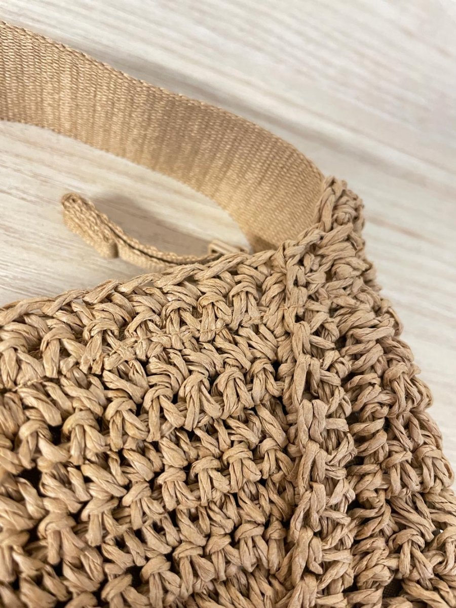 uniqlo crochet raffia banana crossbody bag - good market thrift store
