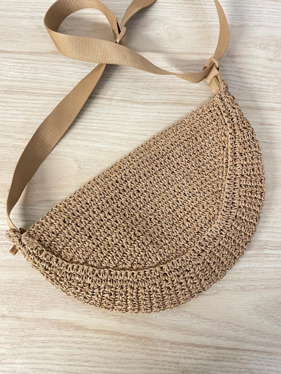 uniqlo crochet raffia banana crossbody bag - good market thrift store