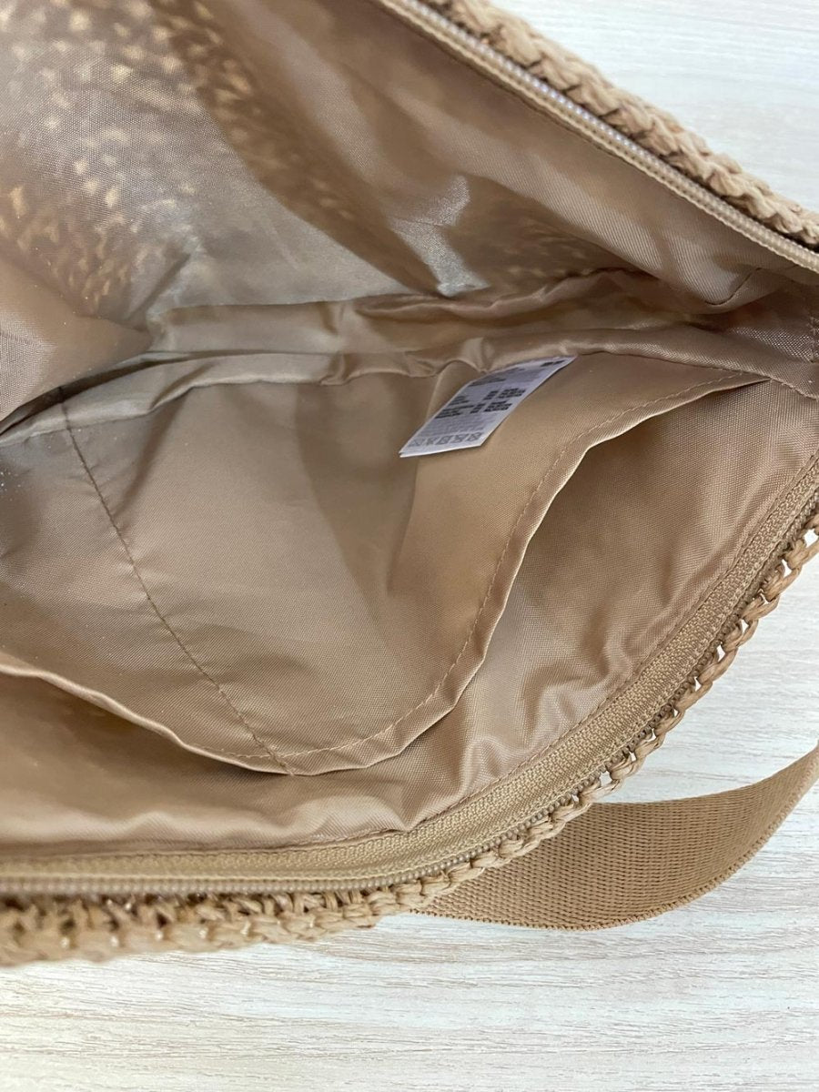 uniqlo crochet raffia banana crossbody bag - good market thrift store