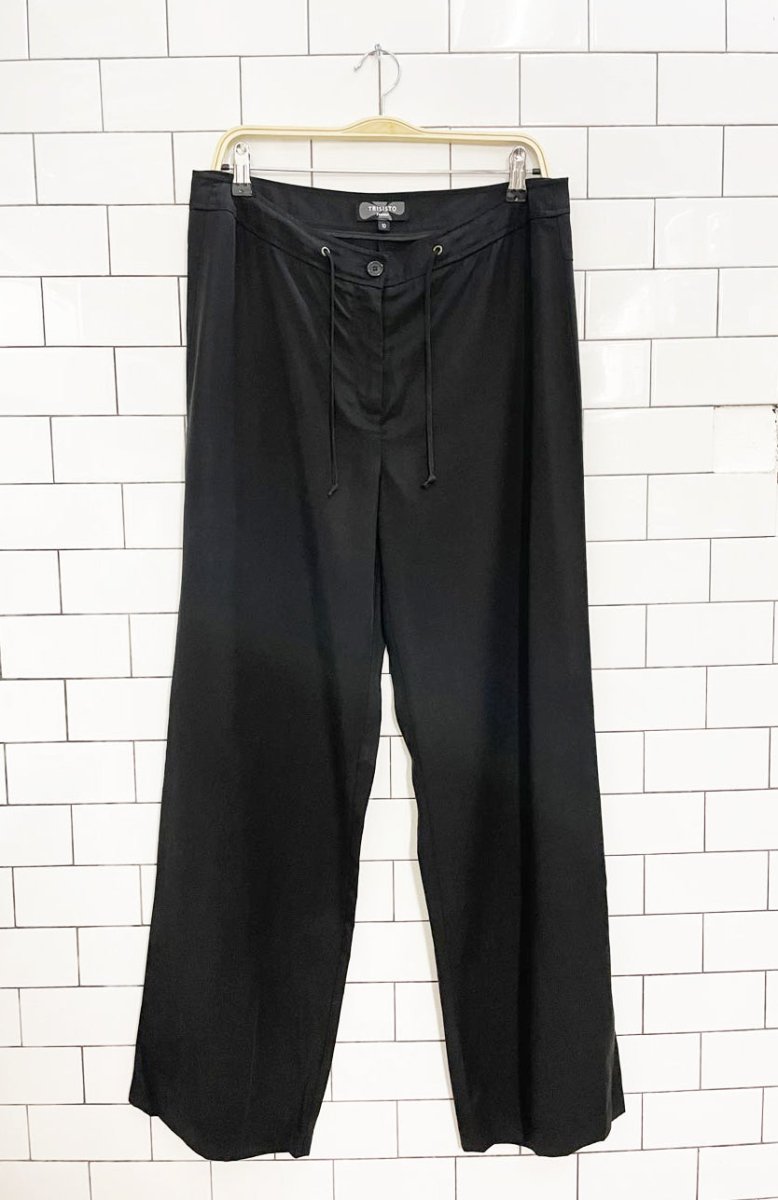 trisito femme drawstring wide leg casual pants - good market thrift store