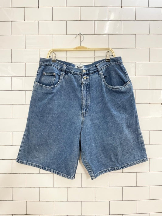 vintage 90s encore double button long denim shorts - good market thrift store