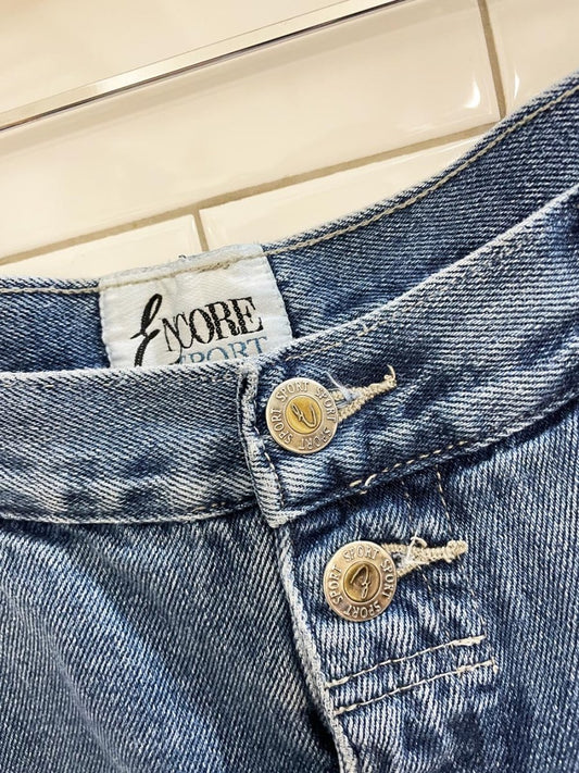 vintage 90s encore double button long denim shorts - good market thrift store