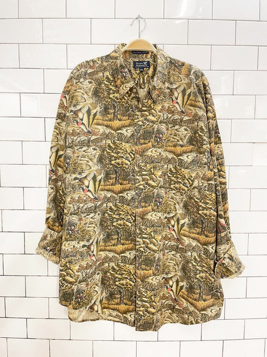 vintage 80s ducks unlimited camo nature scene shirt | all over print - good market thrift store