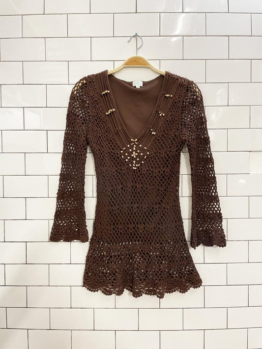 y2k suzy shier beaded crochet top - good market thrift store