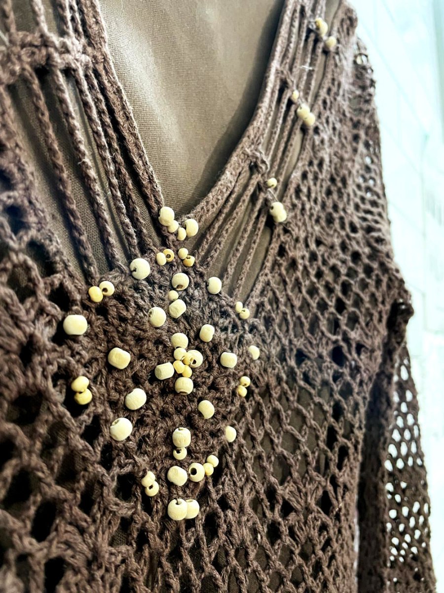 y2k suzy shier beaded crochet top - good market thrift store