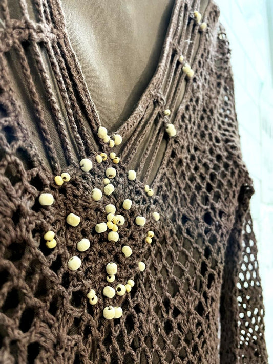 y2k suzy shier beaded crochet top - good market thrift store