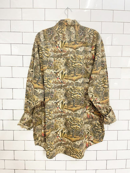vintage 80s ducks unlimited camo nature scene shirt | all over print - good market thrift store