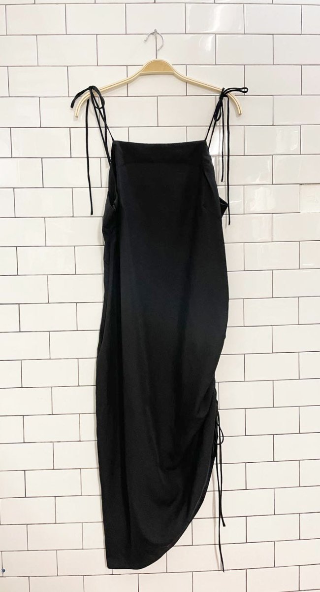 h&m linen - blend ruched side midi - maxi dress - good market thrift store