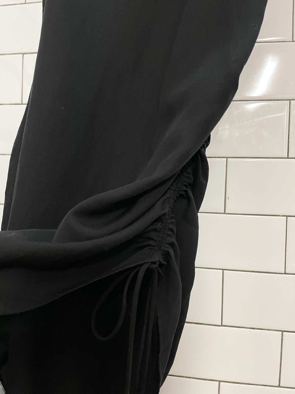 h&m linen - blend ruched side midi - maxi dress - good market thrift store