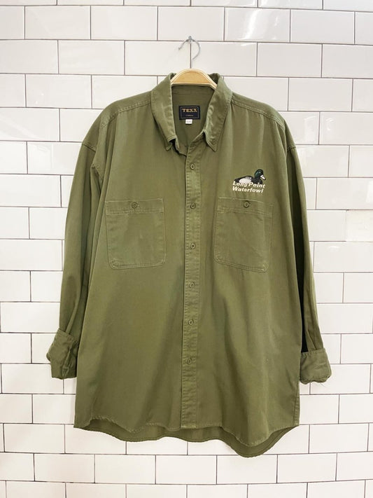 vintage 80s texx embroidered duck waterfowl shirt - good market thrift store