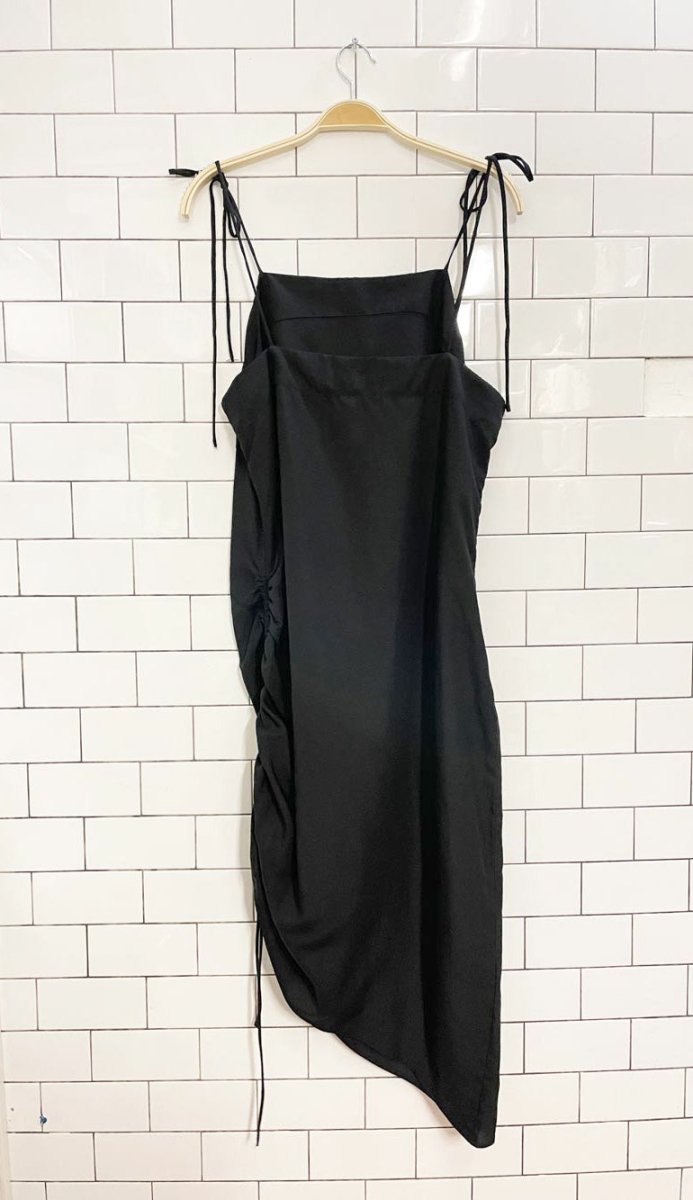 h&m linen - blend ruched side midi - maxi dress - good market thrift store