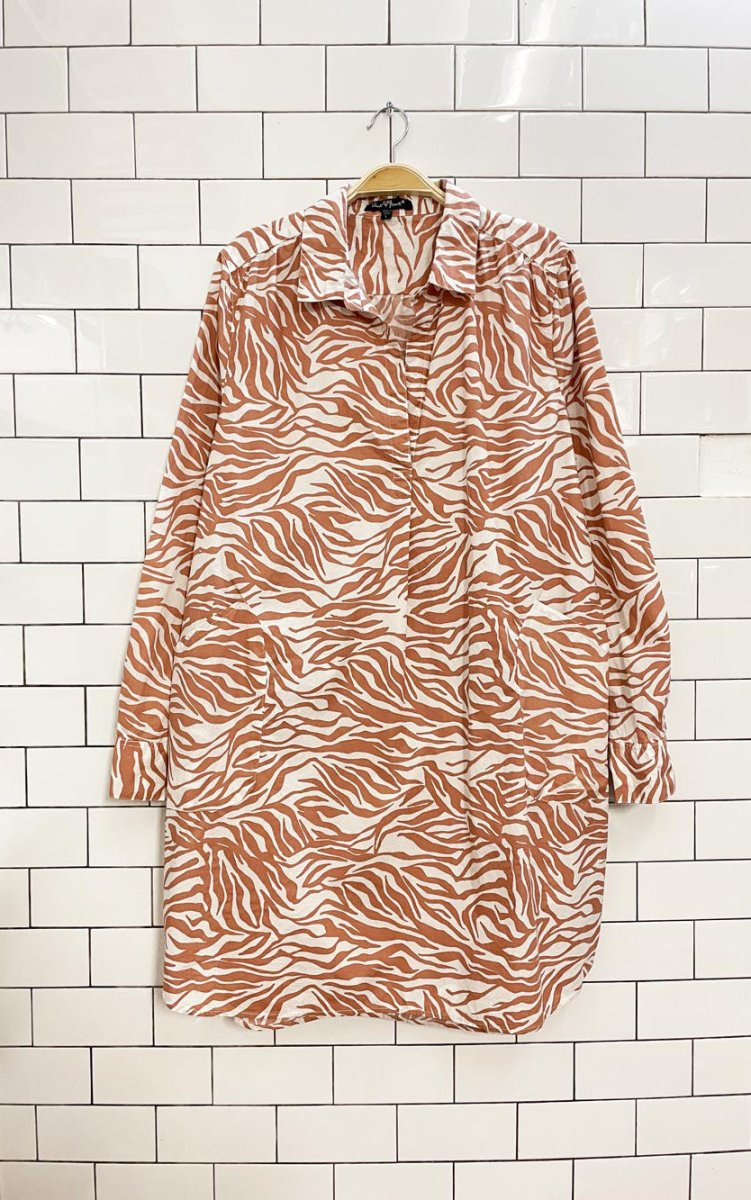 velvet heart zebra print long sleeve shirt dress - good market thrift store