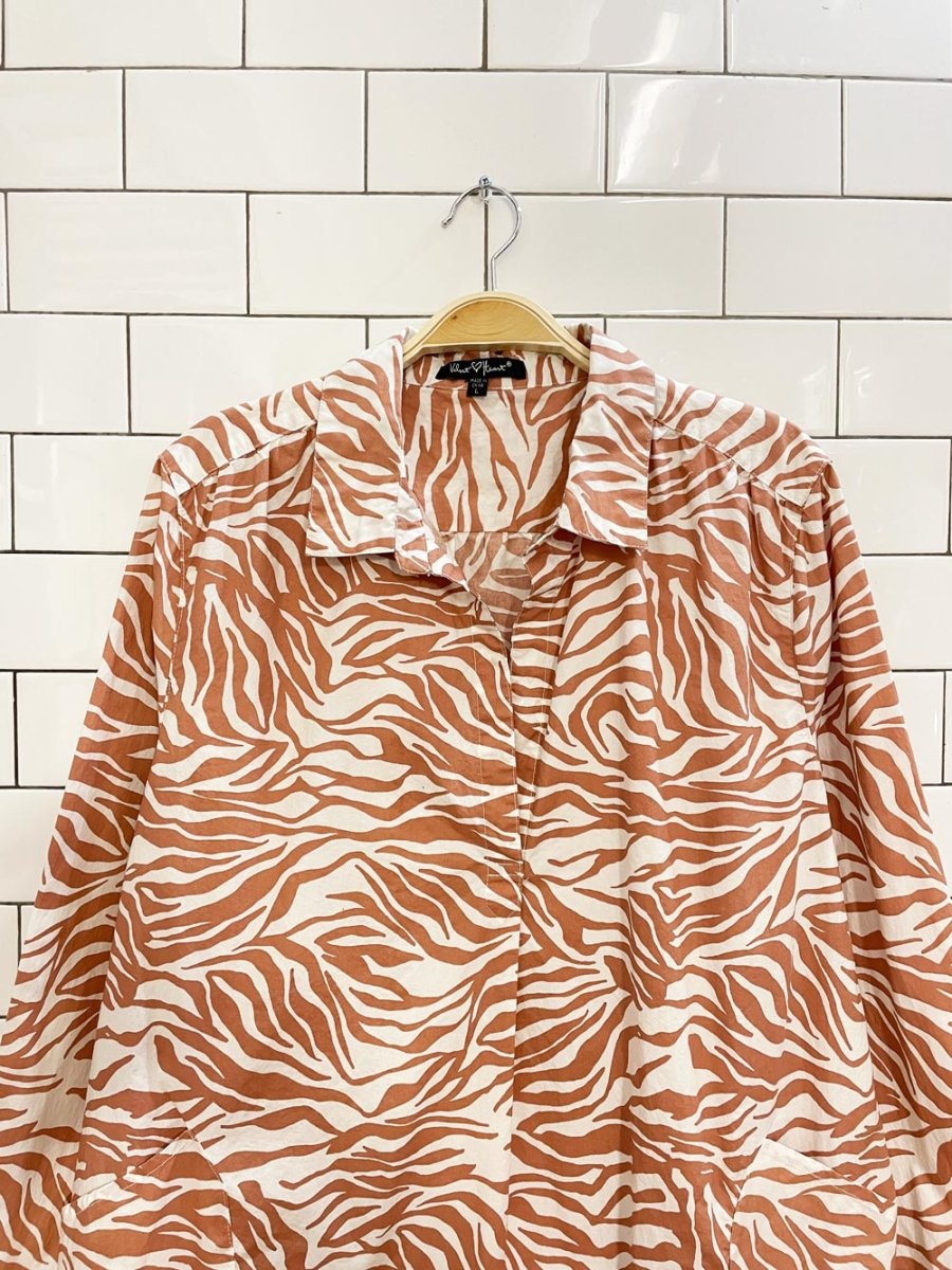 velvet heart zebra print long sleeve shirt dress - good market thrift store