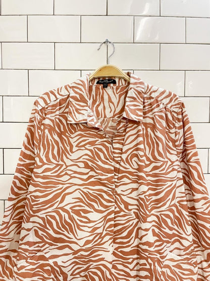 velvet heart zebra print long sleeve shirt dress - good market thrift store