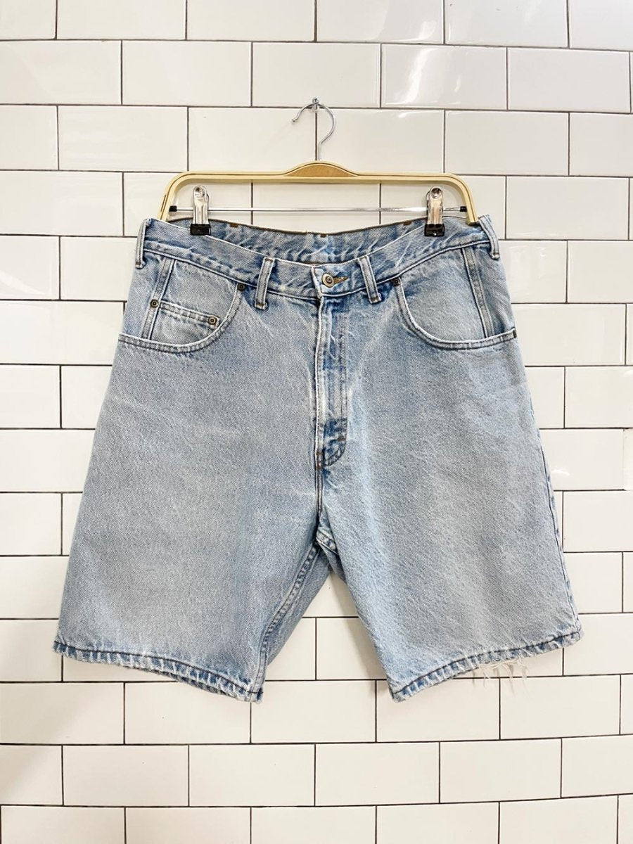 vintage 90s rgb long denim shorts - good market thrift store