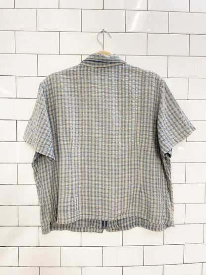 vintage 90s cotton ginny full zip boxy plaid shirt - good market thrift store