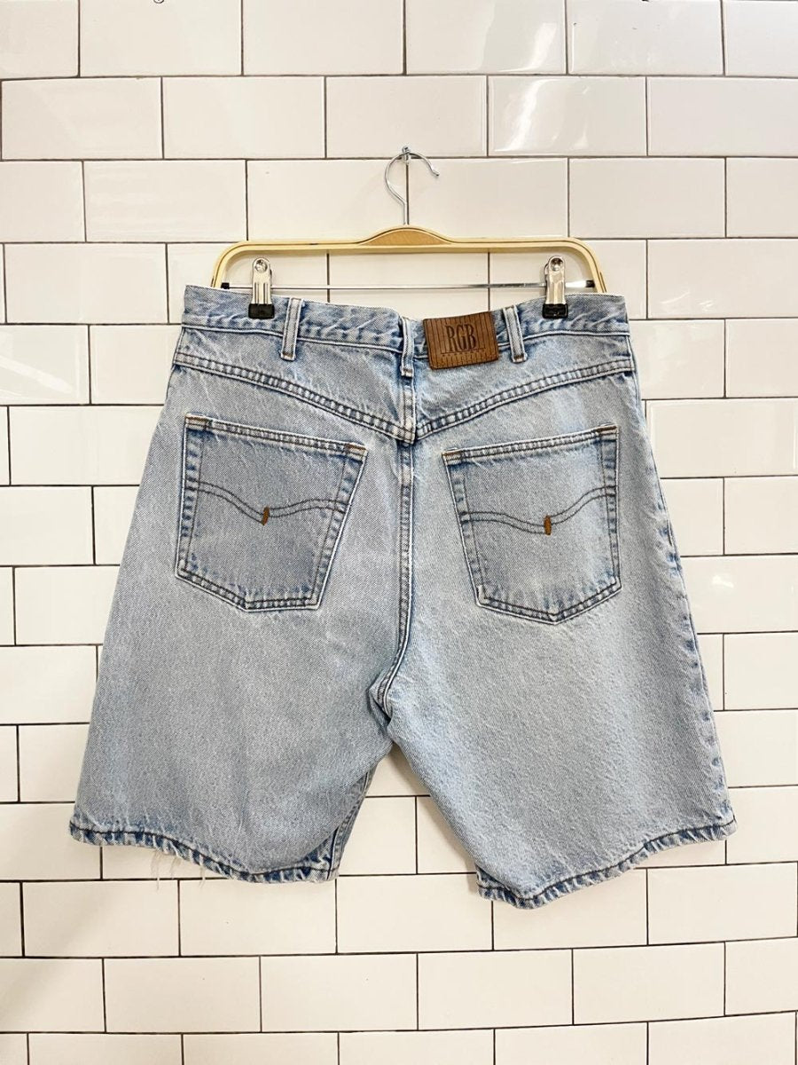 vintage 90s rgb long denim shorts - good market thrift store