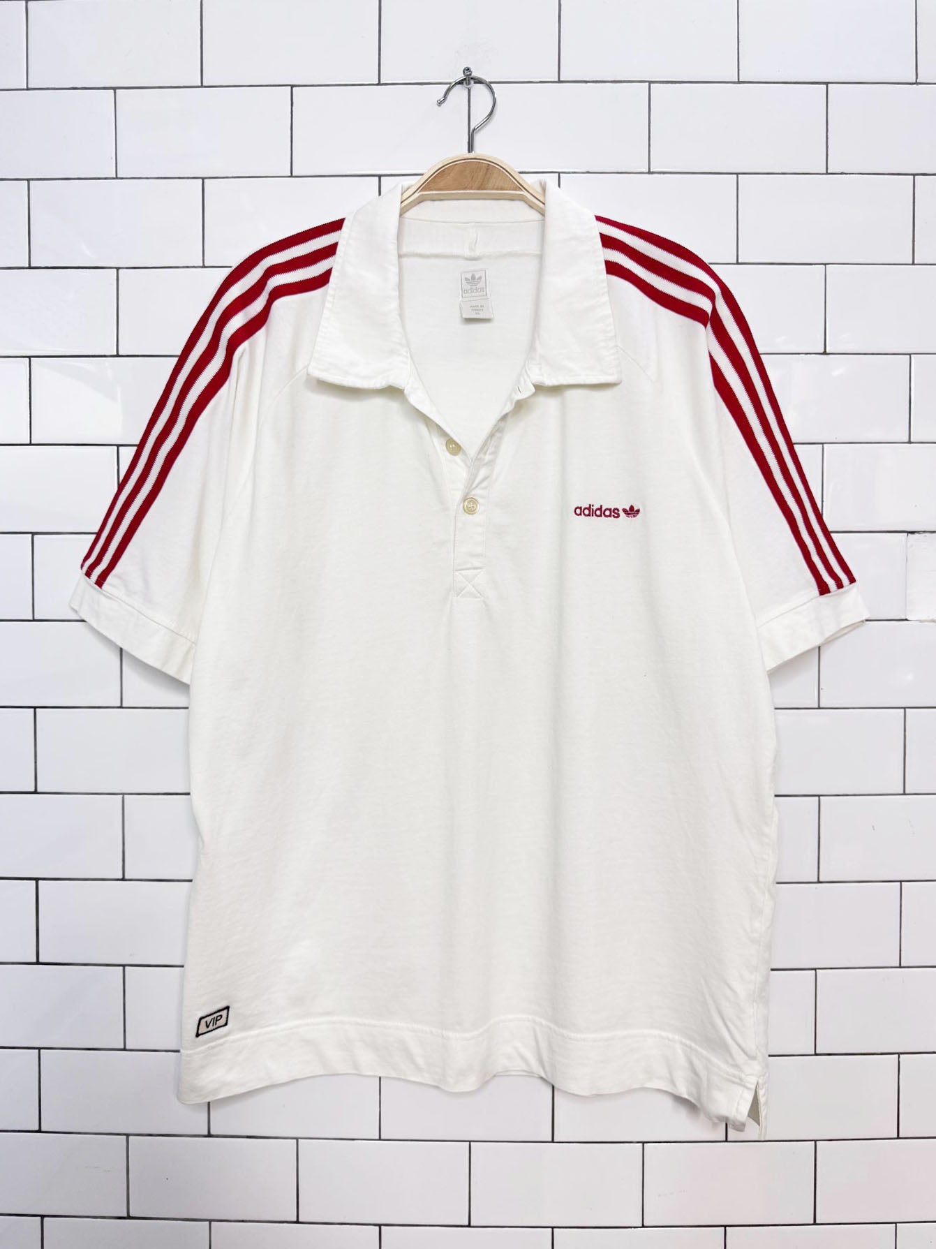 vintage 00s adidas three stripe VIP football terrace polo