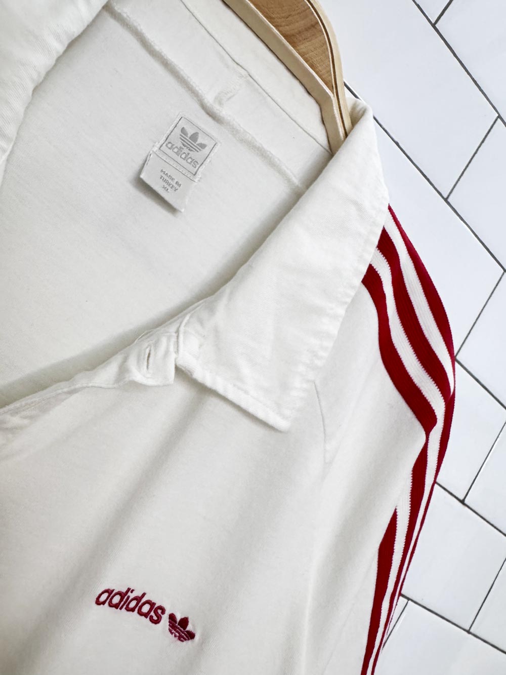 vintage 00s adidas three stripe VIP football terrace polo
