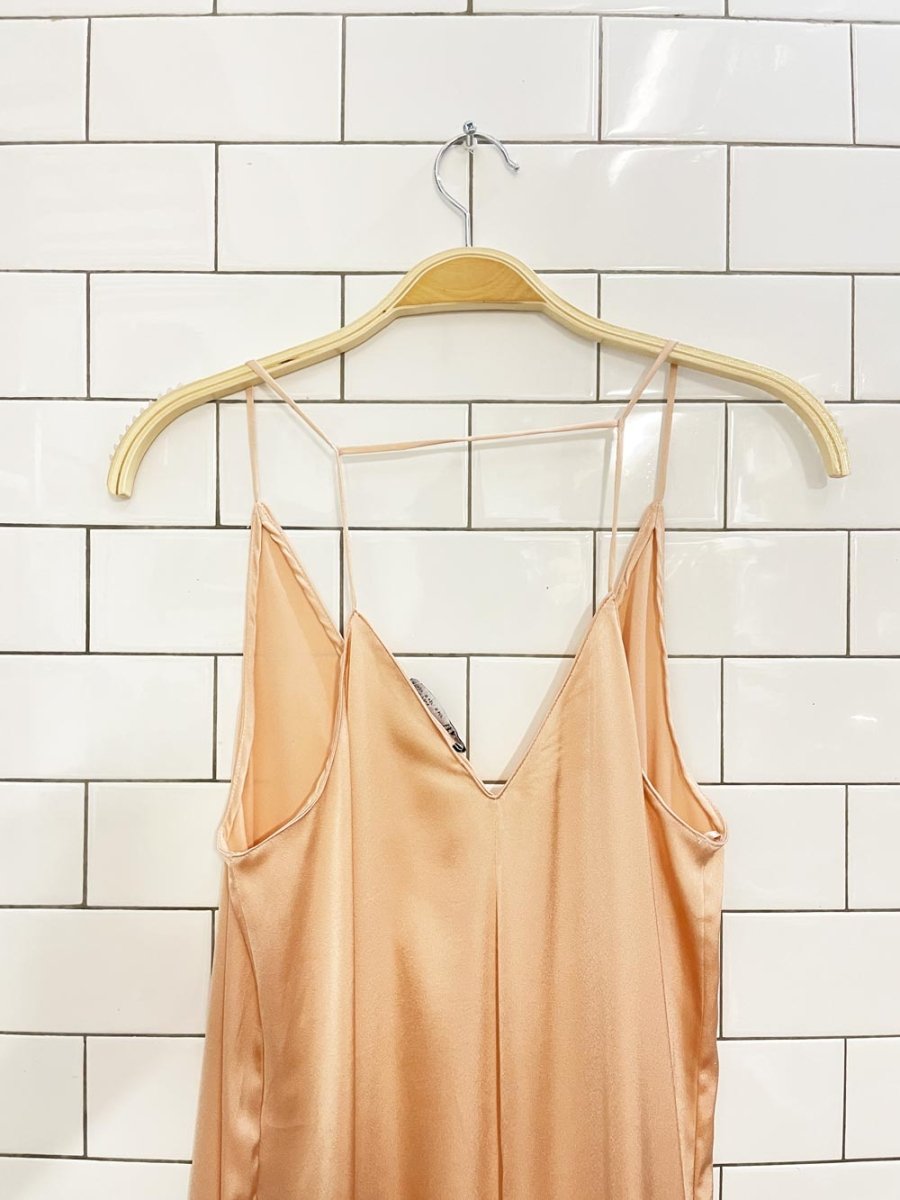 zara champagne satin slip maxi dress - good market thrift store