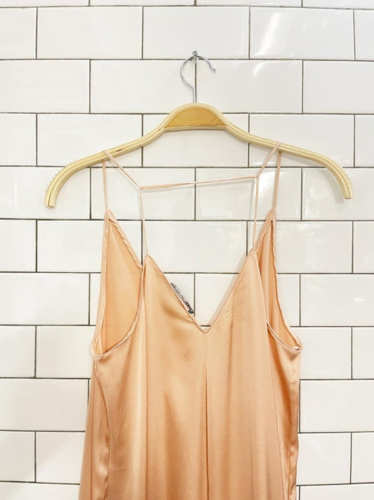 zara champagne satin slip maxi dress - good market thrift store