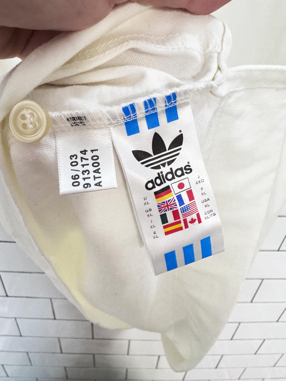 vintage 00s adidas three stripe VIP football terrace polo