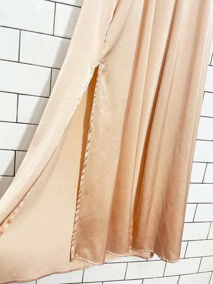 zara champagne satin slip maxi dress - good market thrift store