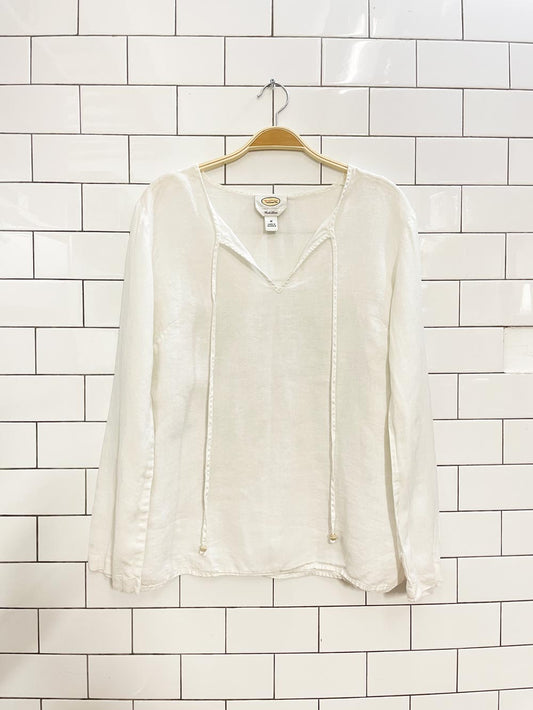 talbots irish linen tie neck top - good market thrift store