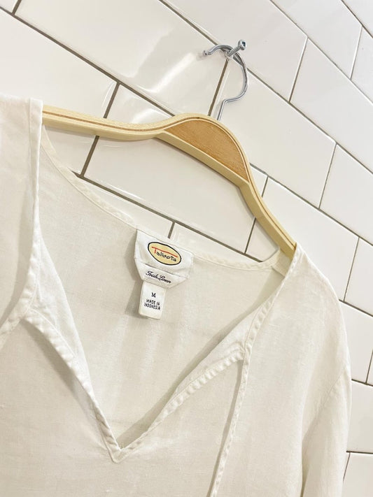 talbots irish linen tie neck top - good market thrift store