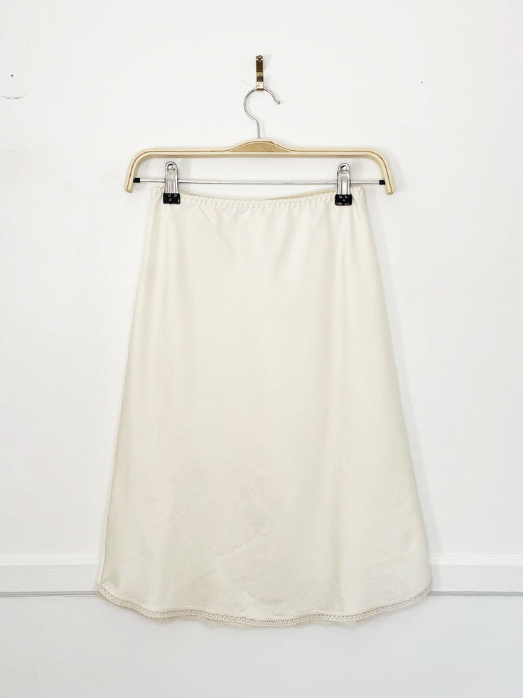 vintage 80s victoria's secret satin lace slip skirt | union made