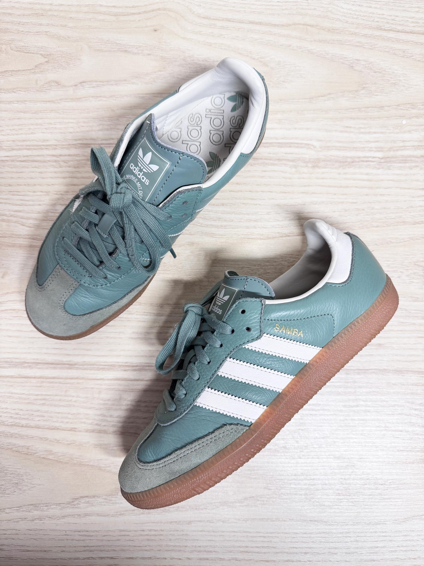 adidas samba OG sage green leather sneaker