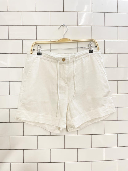 white linen casual drawstring short - good market thrift store
