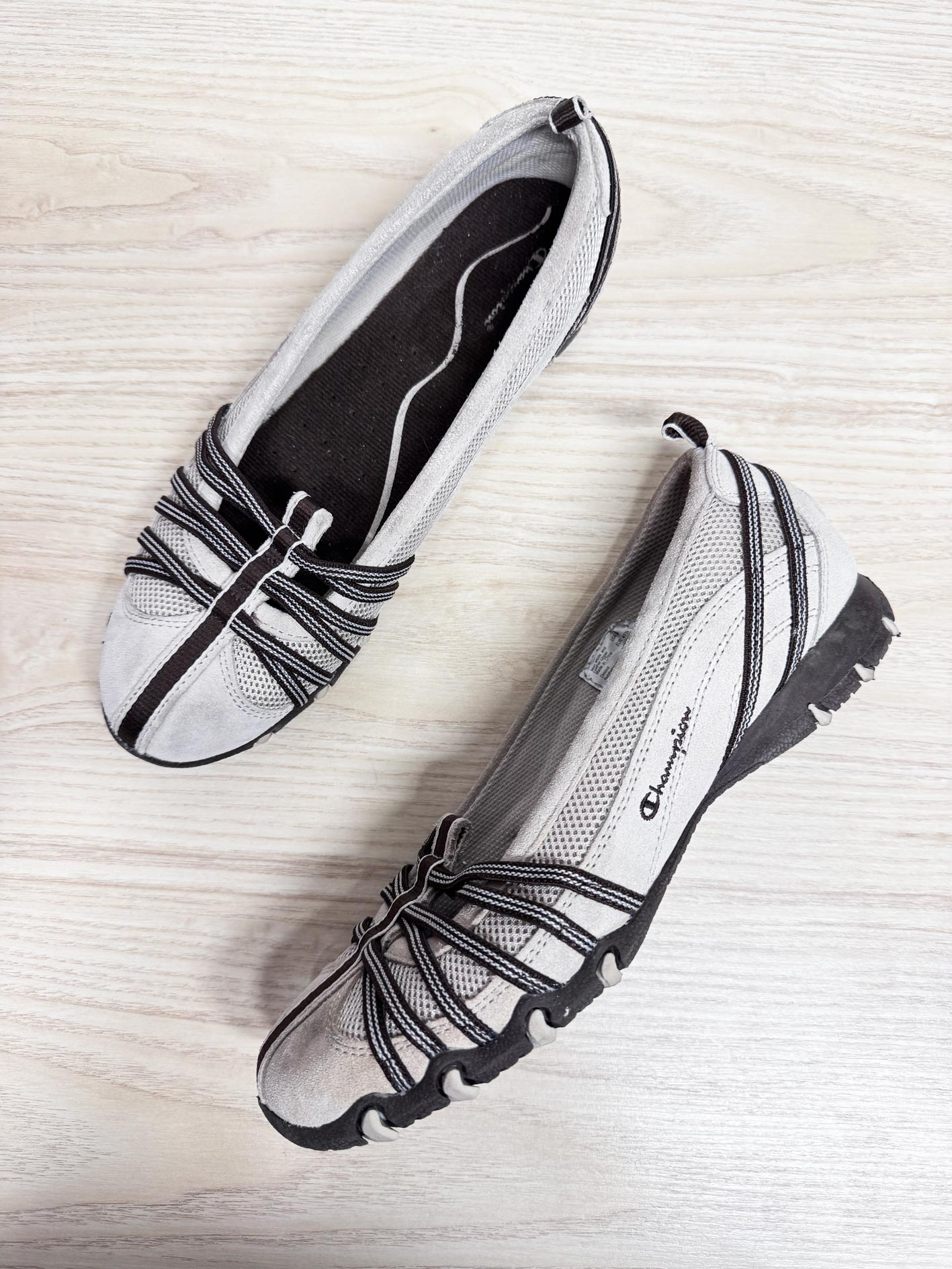 y2k champion suede strappy ballet sneaker flats
