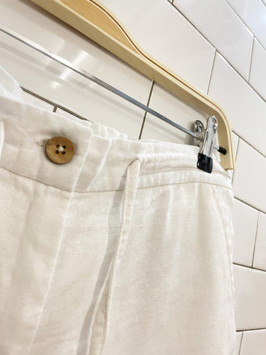 white linen casual drawstring short - good market thrift store