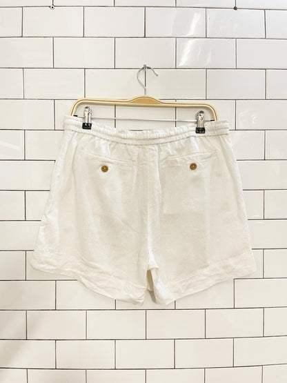 white linen casual drawstring short - good market thrift store