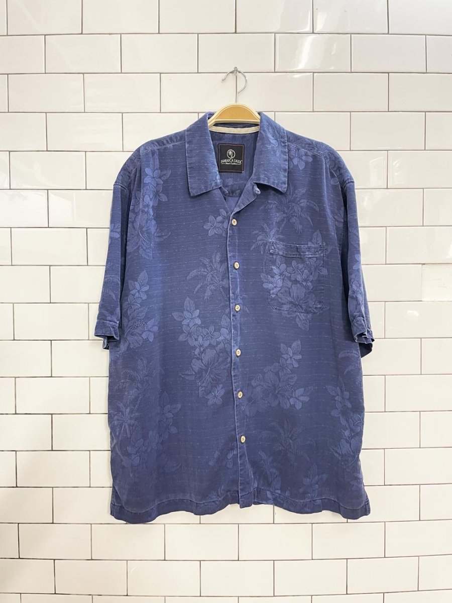 vintage 00s jamaica jaxx minimal floral silk shirt - good market thrift store