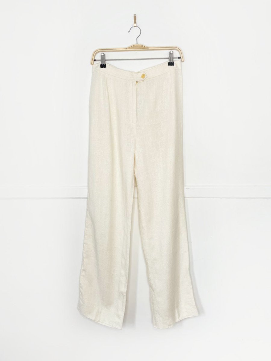 vintage 70s wahls raw linen - blend wide leg trouser | sweden - good market thrift store