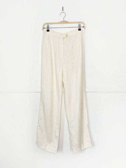 vintage 70s wahls raw linen - blend wide leg trouser | sweden - good market thrift store